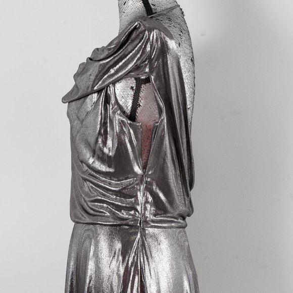 NWT HALSTON HERITAGE METALLIC DRAPED dress - small - Picture 6 of 7